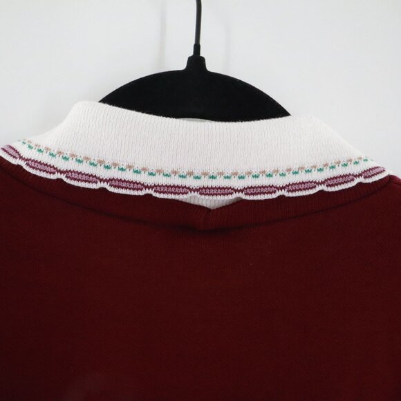 Basic Editions Cat Graphic Sweatshirt Womens L Burgundy Vintage 90s Grannycore - Picture 8 of 13